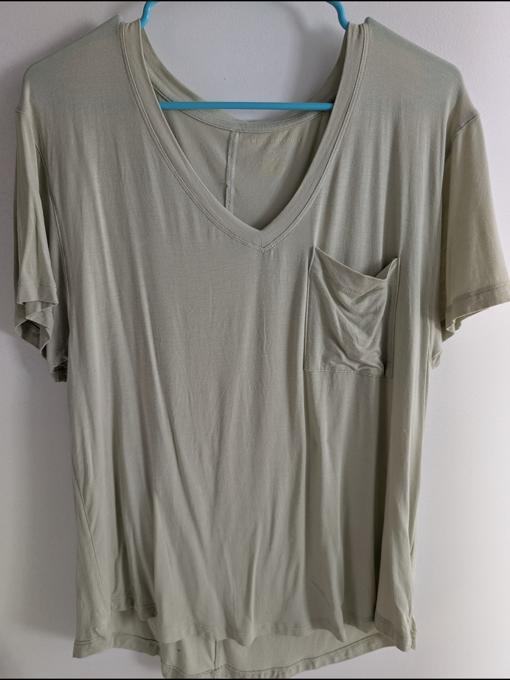 aerie Light Sage V-Neck Pocket Tee